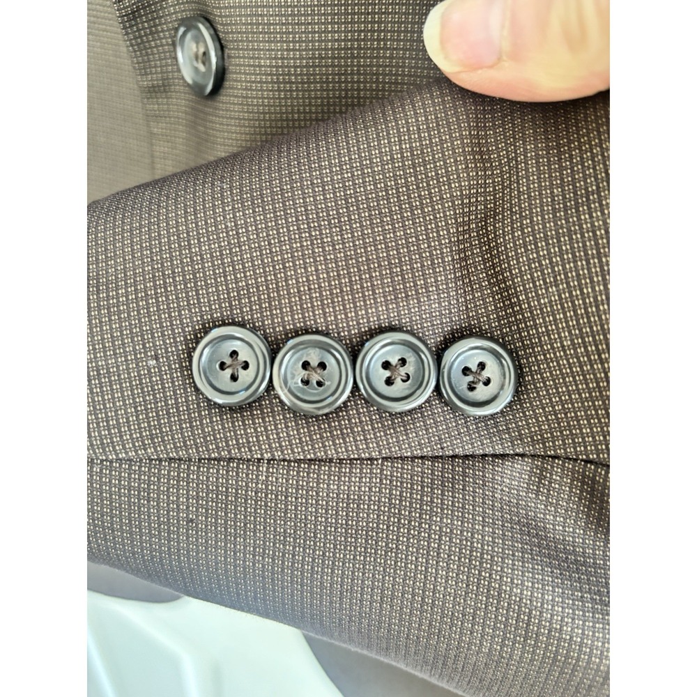 Caravelli Men's 46 Slim Houndstooth Blazer Sports Coat Suit Jacket Brown Poly Bl - Picture 3 of 13